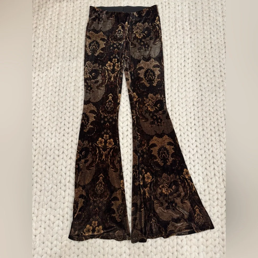 Free People Black and Brown Velvet Pants - Picture 1 of 3